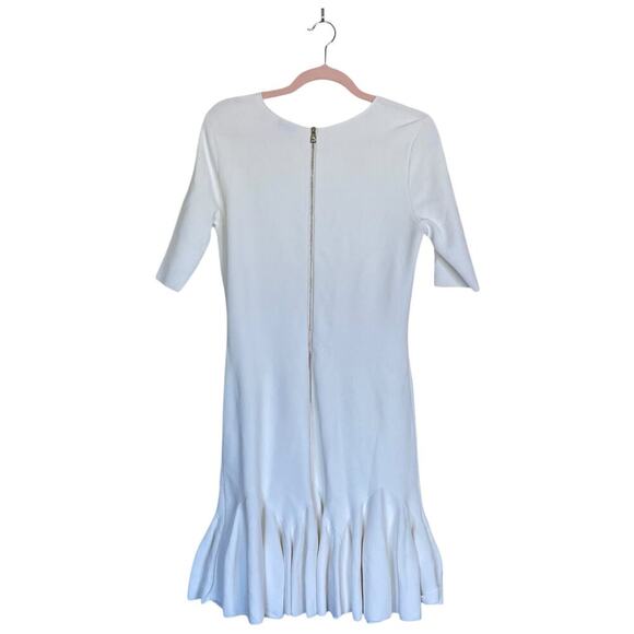 TED BAKER Pleated Hem Knitted Bodycon Mini Dress Ivory White Mini TB Size 3 US 8 - Picture 2 of 9